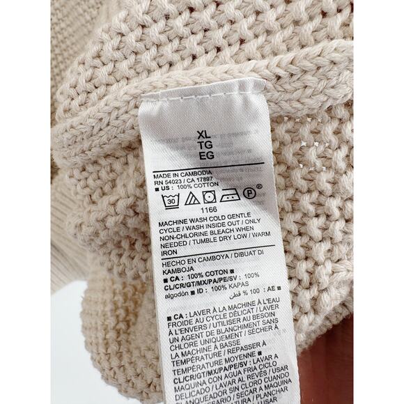 2/$30 OLD NAVY Sweater Size XL Cream Tunic Top Knit Long Sleeve Crew Neck - Picture 5 of 6